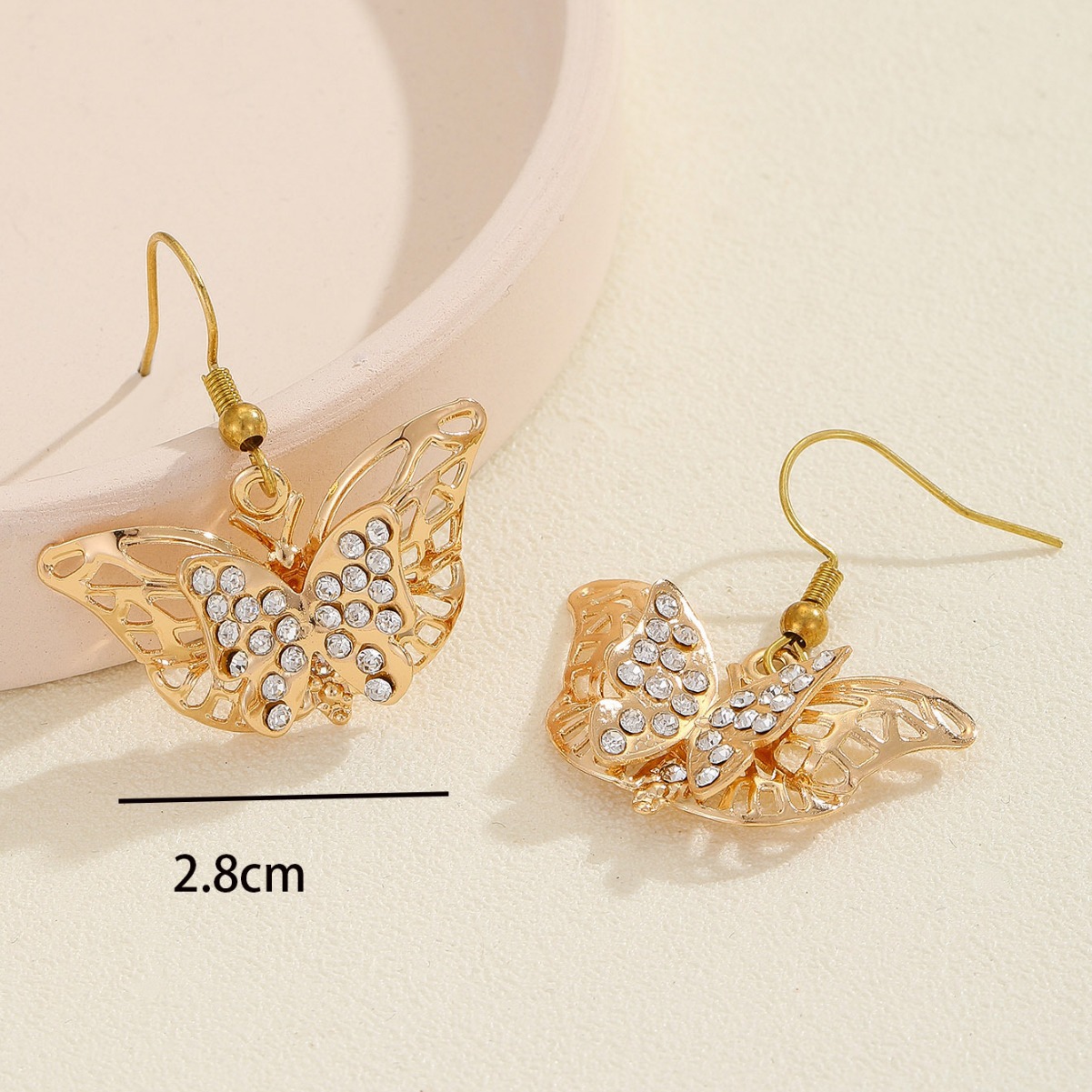 Europa y América retro alto estilo barroco dorado exagerado ins personalidad diamantes pendientes de mariposa