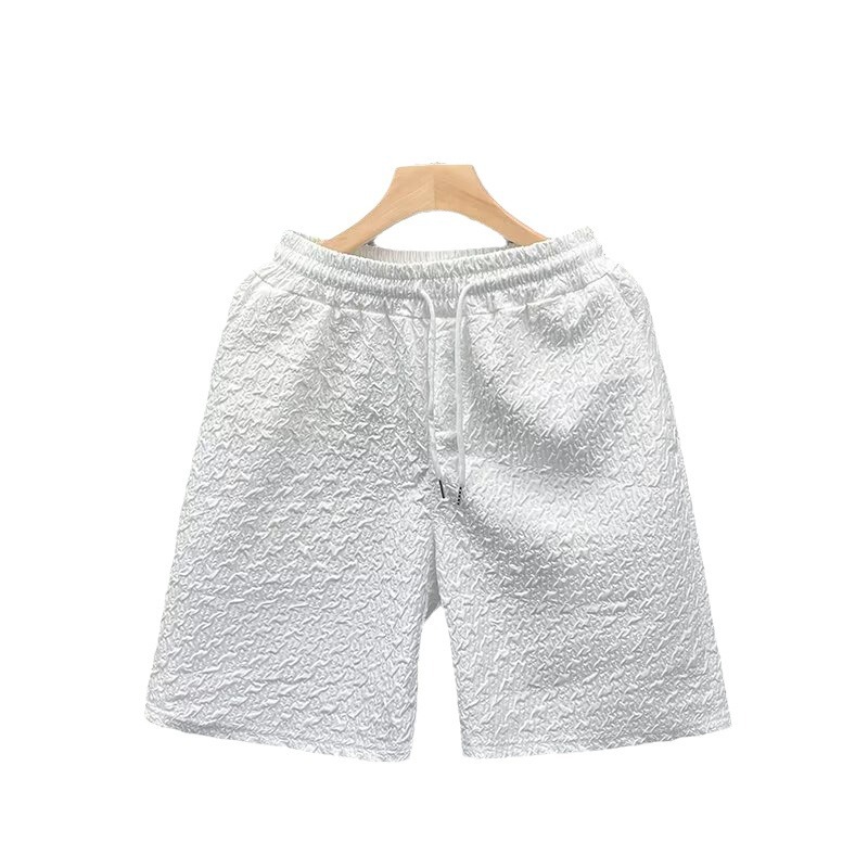 Men's Casual Jacquard Shorts Summer Loose Fit Straight Leg Beach Shorts With Pockets Lightweight & Breathable_viptrois.com