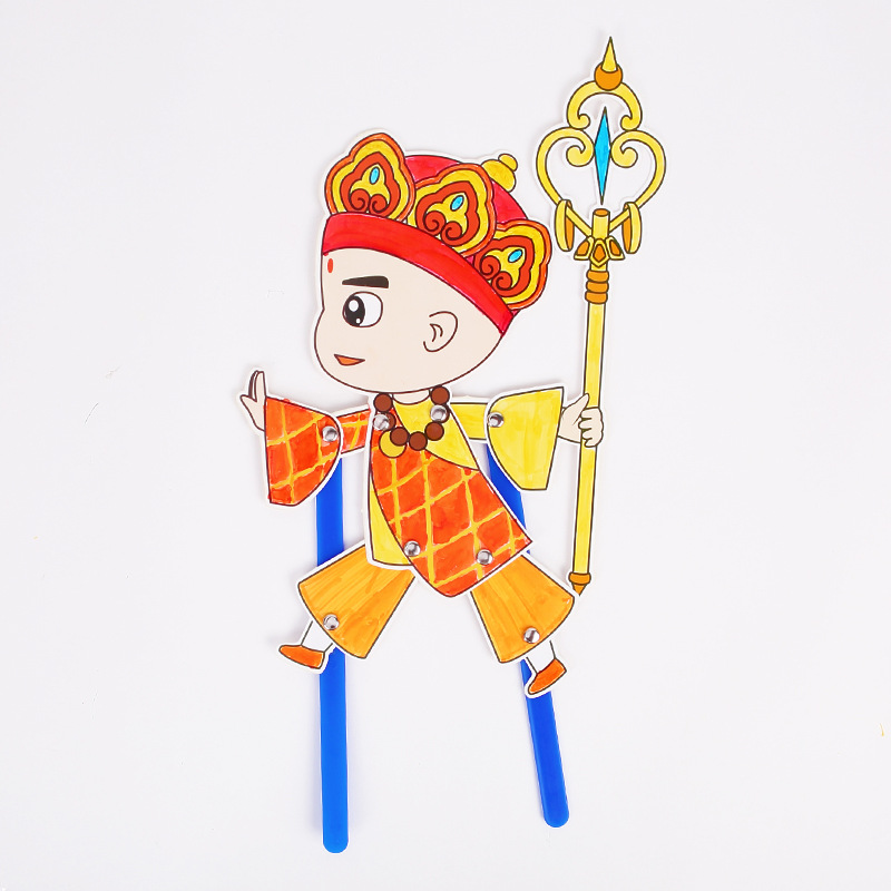 Juego de sombras Diy hecho a mano Viaje al oeste Personajes Puzzle para niños Paquete de material de pintura Jardín de infantes Juguetes de ensamblaje creativo