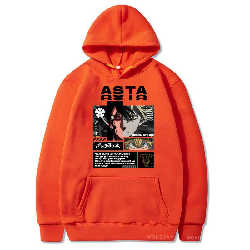 Black Clover negro de cinco hojas Asta más suéter de terciopelo deportivo sudadera con capucha anime hoodie