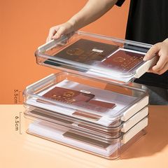 Transparent A4 file storage box desktop household manual document information file box bill puzzle organizing artifact