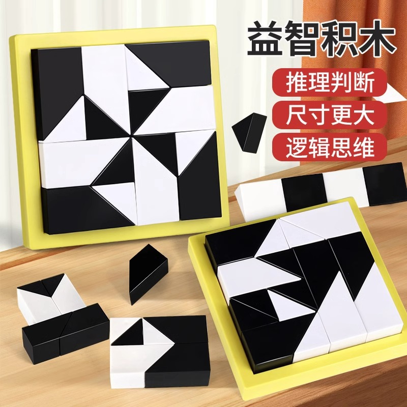 Hidden Building Blocks Black and White Puzzle 6 to 12 Years Old Boys 10-14 Girls Children's Educational Assembled Training Toys