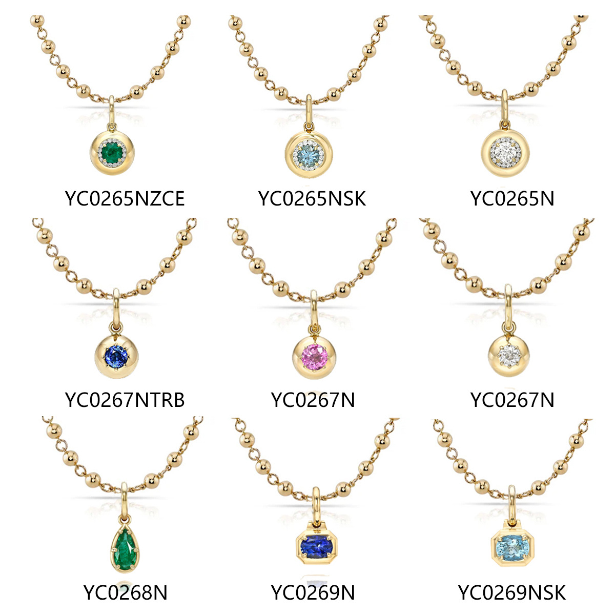 Cross-border ins-style s925 sterling silver plated 18k gold colored gemstone necklace for women with cultivated emerald and sapphire pendant collarbone chain