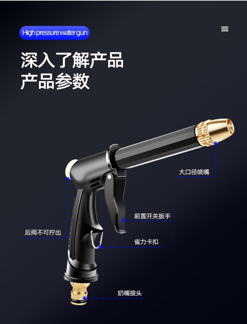 High-Pressure Car Wash Water Gun, Household Spray Gun, Powerful Booster for Car Washing, Car Cleaning Nozzle, Hose, Soft Pipe for Watering Flowers