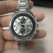 2025年新款精加工跨境六针计时石英钢带男士手表源头厂家一件代发