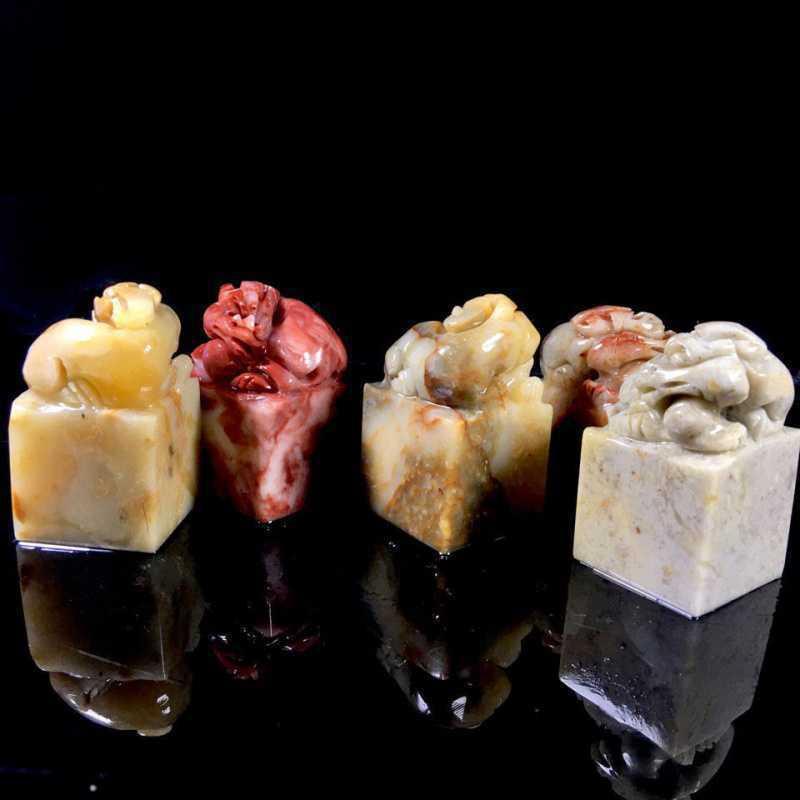 (2개) SHOUSHAN STONE 고대 BEAST BUTTON SEAL MATERIAL FURONG LAOLING SEAL PAINTING 및 CALLIGRAPHY SEAL