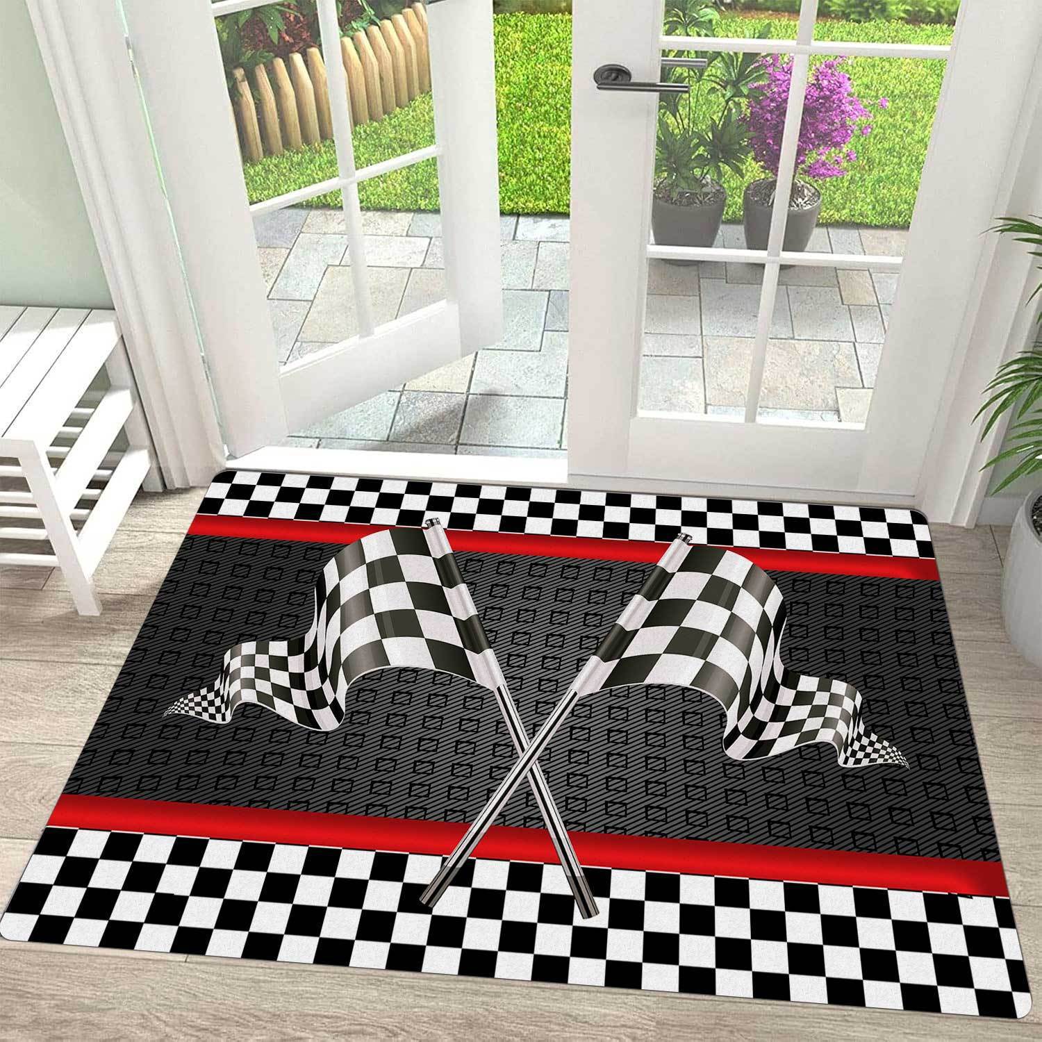 American-Style Cross-Border Racing-Themed Entrance Mat, Washable, Customizable, Labelable, Direct from Manufacturer, Diatomaceous Earth Foot Mat