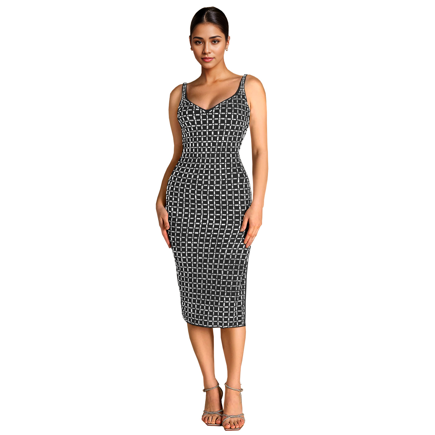 C7219 Aliexpress transfronterizo amazon ropa de moda europea y americana de mujer sexy de espalda descubierta perforación caliente cinturón vestido de brazo image 6