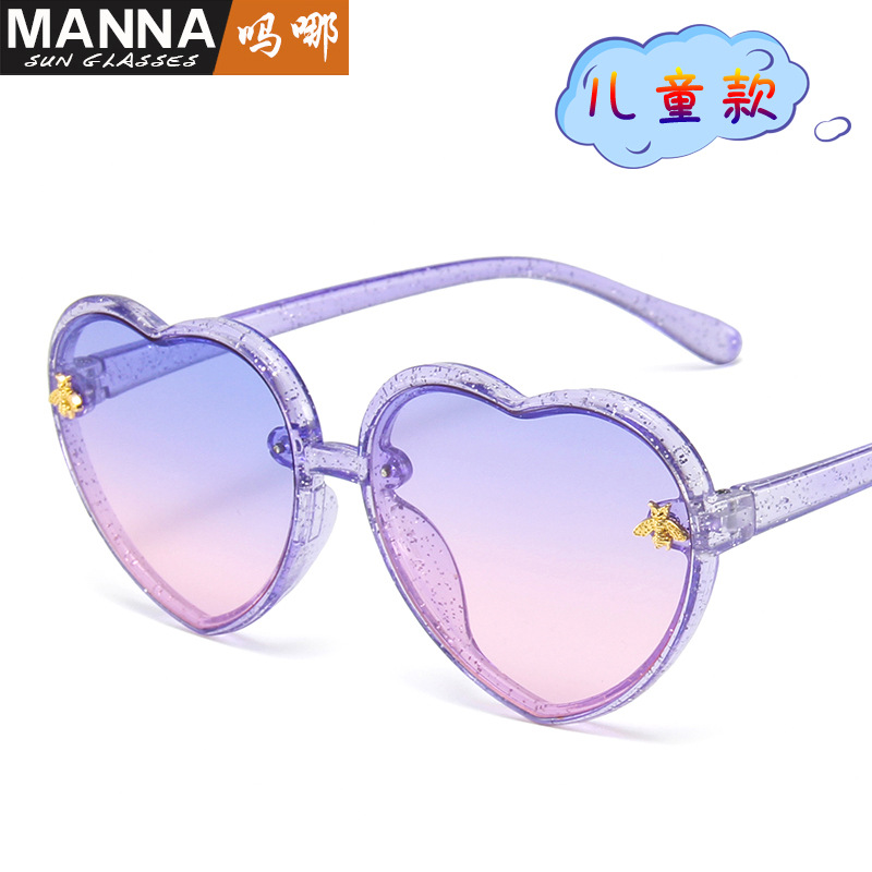 Shiny Heart Children's Sunglasses with Transparent Sparkling Frames, Bright and Sparkling Sunglasses for Kids, Fun and Photo Glasses