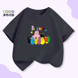 外贸Barbapapa巴巴爸爸卡通动漫周边男女童宽松圆领休闲舒适上衣