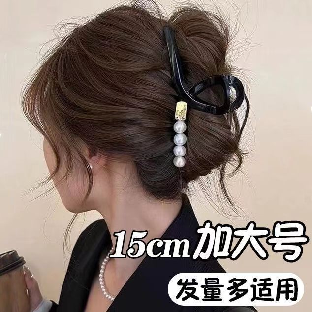 多巴胺波点鲨鱼夹女大号绸缎艺术抓夹发量多设计感可爱发夹|undefined