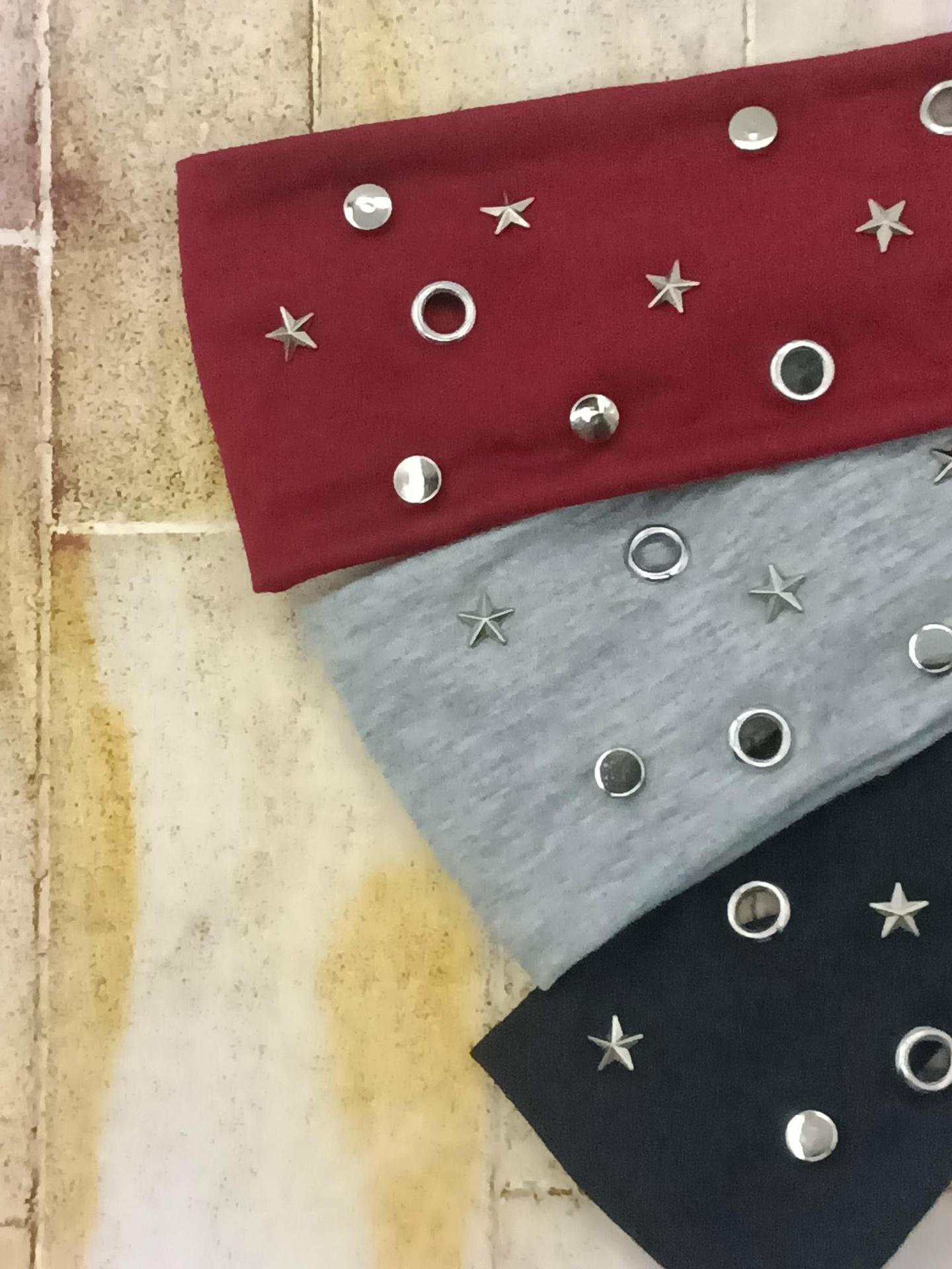 HW250604-45x8cm朋克风圆气眼五角星平面钉混搭弹