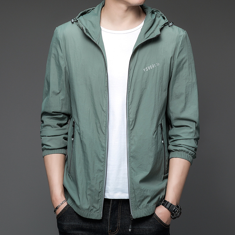 2025 Summer Men's Ice Silk Sun Protection Sports Thin Jacket Anti-Uv Fishing Suit Versatile Nike Cover