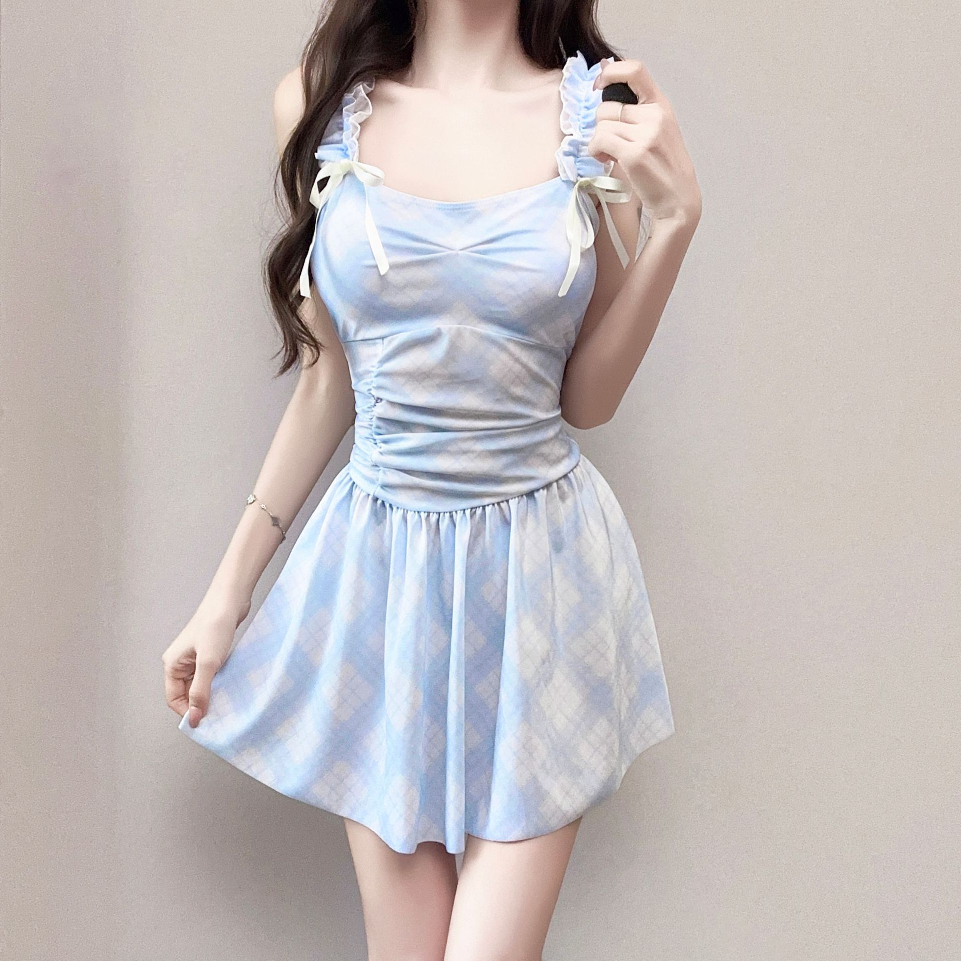 New French-Style Gentle and Sweet Swimwear for Women, Fresh and Elegant Camisole Dress with a High-End Fairy-Like Internet Celebrity Vacation Hot Spring Look