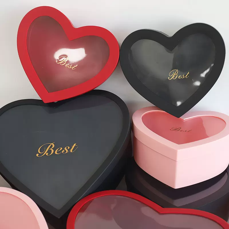 透明爱心花盒手捧心形水果盒鲜花包装礼物盒花束送女朋友花店批发