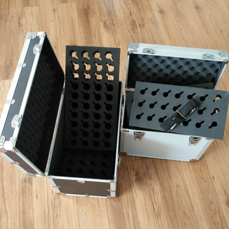 热卖批发食品检测采样铝合金工具箱 内带21孔40孔eva防震垫