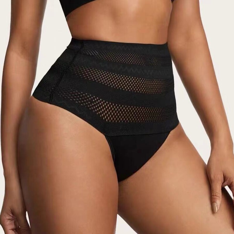 Cross-Border European and American Popular Fashion Sexy Comfortable Breathable High-Waist Waist Shaping Breathable Hole Body Shaping Thong Cross-Border European and American Popular Fashion Sexy Comfortable Breathable High-Waist Waist Shaping Breathable Hole Body Shaping Thong