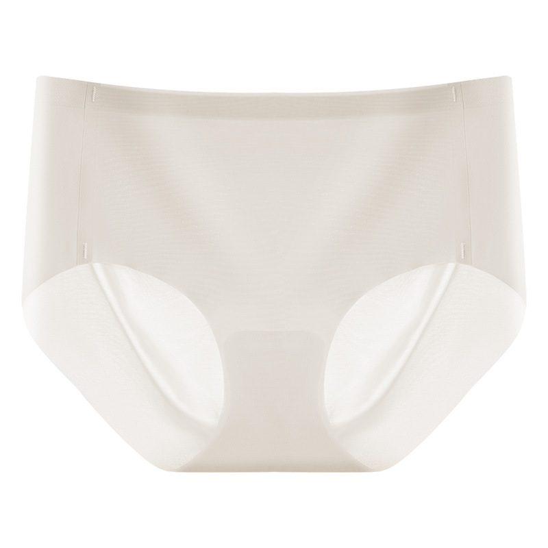 Ropa interior de talla grande de seda de hielo sin costuras de una pieza, entrepierna antibacteriana de seda de morera para mujer, cintura media, cadera de melocotón tridimensional en 3D, ropa interior de mujer