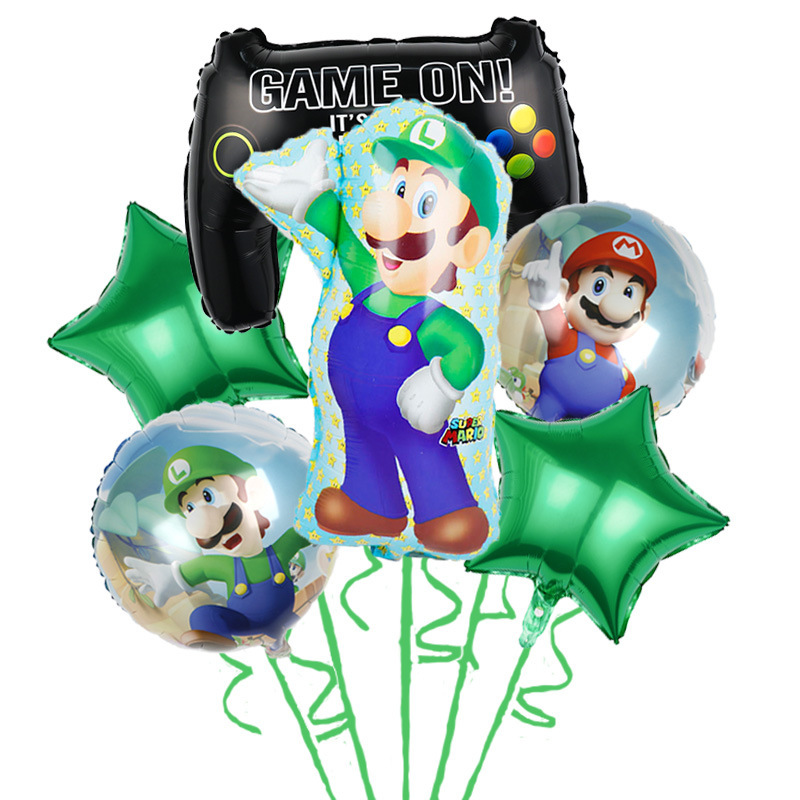 Transfronterizo Mario modelado de globos de aluminio Mario tema juego de cumpleaños diseño de juguete decoración del partido papel de aluminio