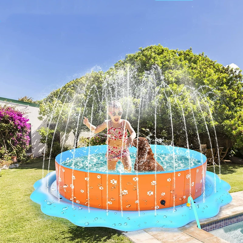ПВХ бассейн для домашних животных складной на открытом воздухе трава Дети плавание собака фонтан кошка собака душ спринклер Чистка бассейна