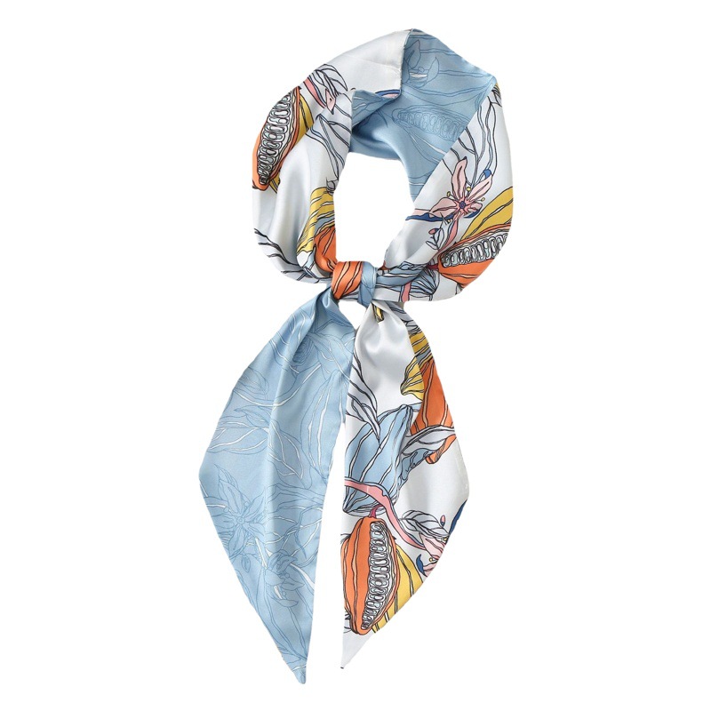Bufanda de seda larga traje de banda de pelo bufanda de seda artificial de doble capa seda femenina elegante primavera y verano dulce cinta decorativa Generación de cabello
