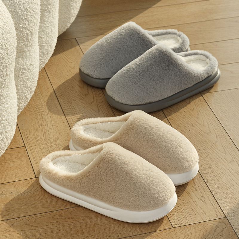 Cotton Slippers Women's Winter New Indoor Home EVA Thick Bottom Non-slip Couple Warm Household fleece-lined Cotton Slippers for Men