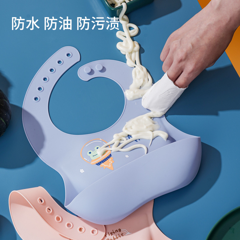 Children's silicone three dimensional waterproof big eating bib for…