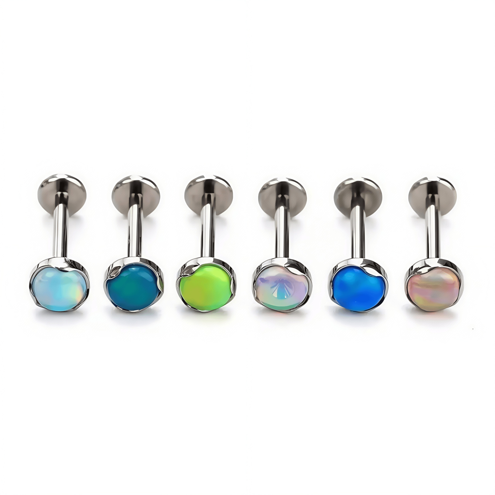 F136 Titanium Wave Edge Flat Nebula Opal Ear Nail Ear Bone Nail Tongue Nail G23 Titanium Alloy Piercing Jewelry detail image 8