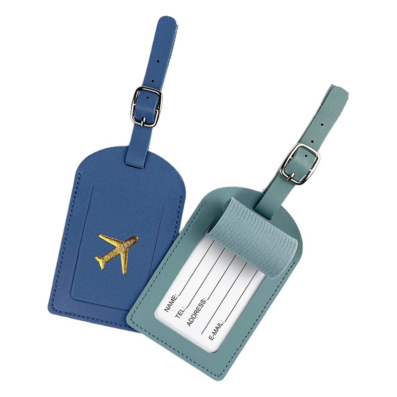 Wholesale Cross-Border Customizable Logo Thickeneded Imitation Leather Hot Stamping Aircraft Leather with Signature Paper Pu Leather Travel Luggage Tag