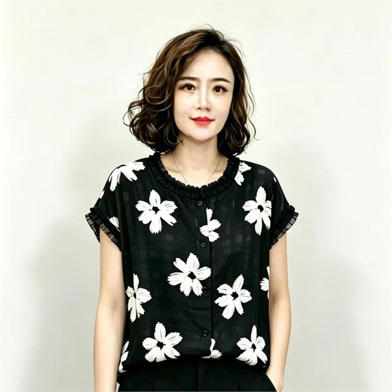 Dropshipping 2026 Summer Style Printed Short-Sleeve Shirt for Women, Thin and Versatile, Suitable for Commuting, Loose Pullover Top Dropshipping 2026 Summer Style Printed Short-Sleeve Shirt for Women, Thin and Versatile, Suitable for Commuting, Loose Pullover Top