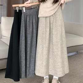 大码女装加绒加厚半身裙女秋冬韩版新款高腰显瘦中长款大摆A字裙