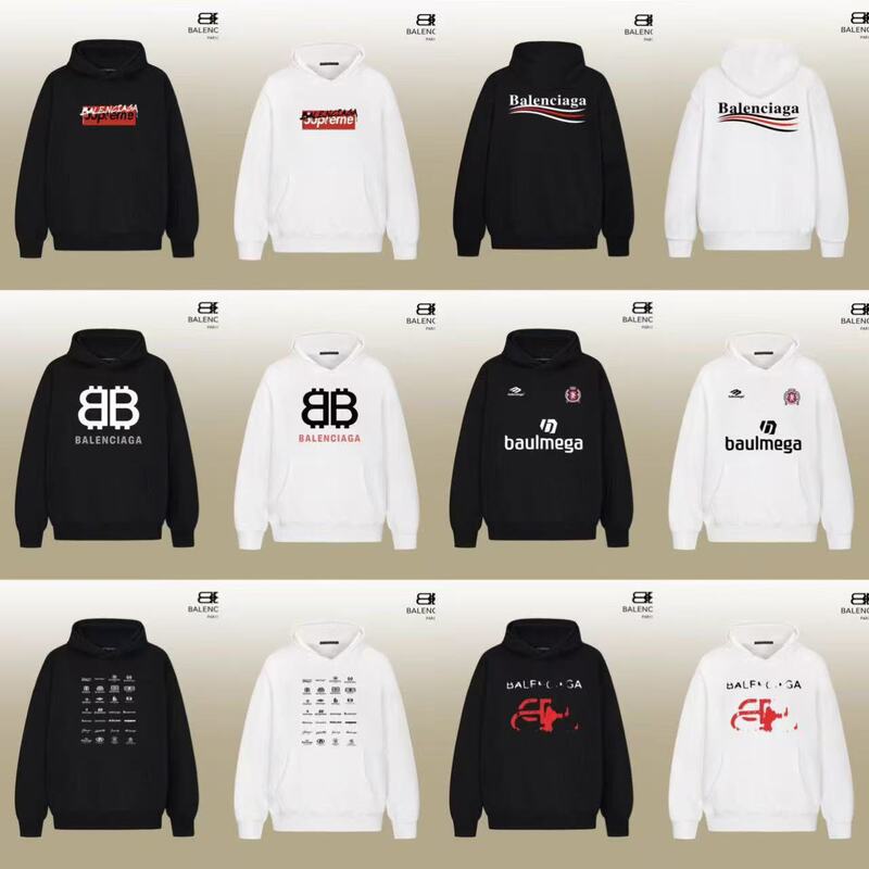 Foreign Trade Paris Pure Cotton Heavyweight Sweatshirt Bl New Model Logo Letter Print Loose Long-Sleeve Hooded Sweatshirt Jacket