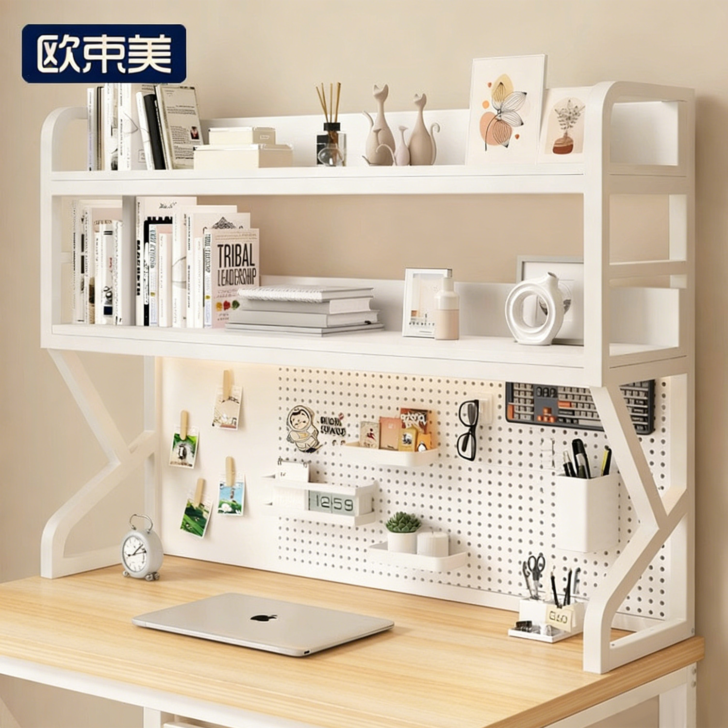 Multifunctional Metal Storage Pegboard Desk Organizer Shelf Desktop Multi-Layer Organizer Office Desk Storage Rack