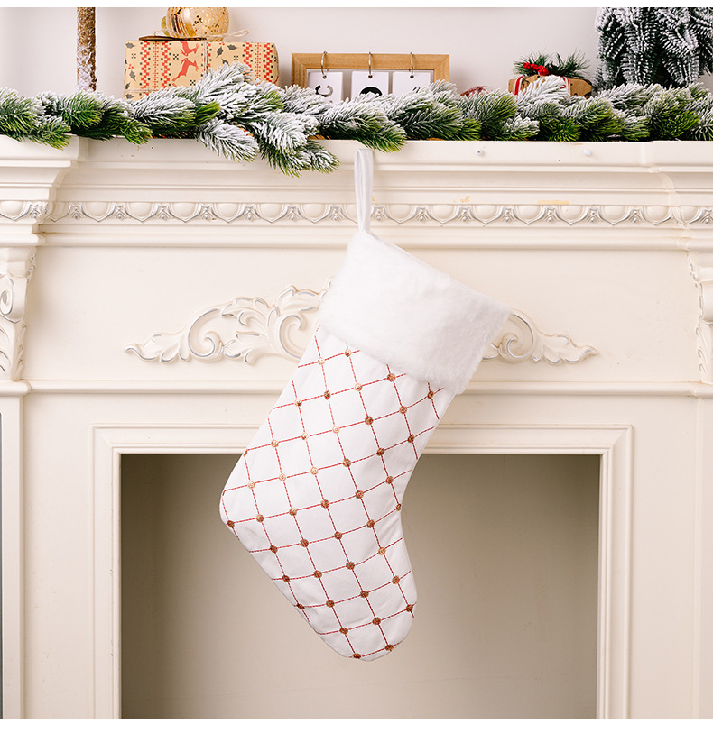 Christmas Decoration High-end Christmas Stocking Red Christmas Stocking Gift Bag Tree Hanging Gift Socks_voghion.com
