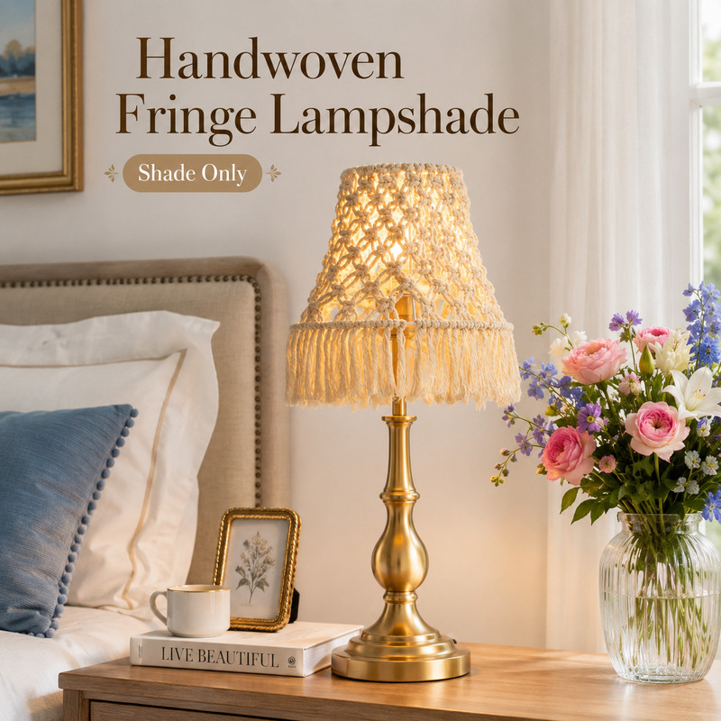 American country-style hand-woven hollow art lampshade, suitable for Bohemian-style homestays, can be used for DIY table lamps and wall lamps