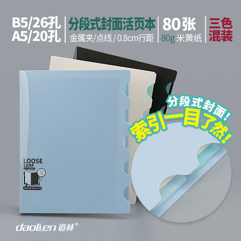 道林 A5/B5-80张点线20孔/26孔PP活页本(易索)记事本文具学生用品