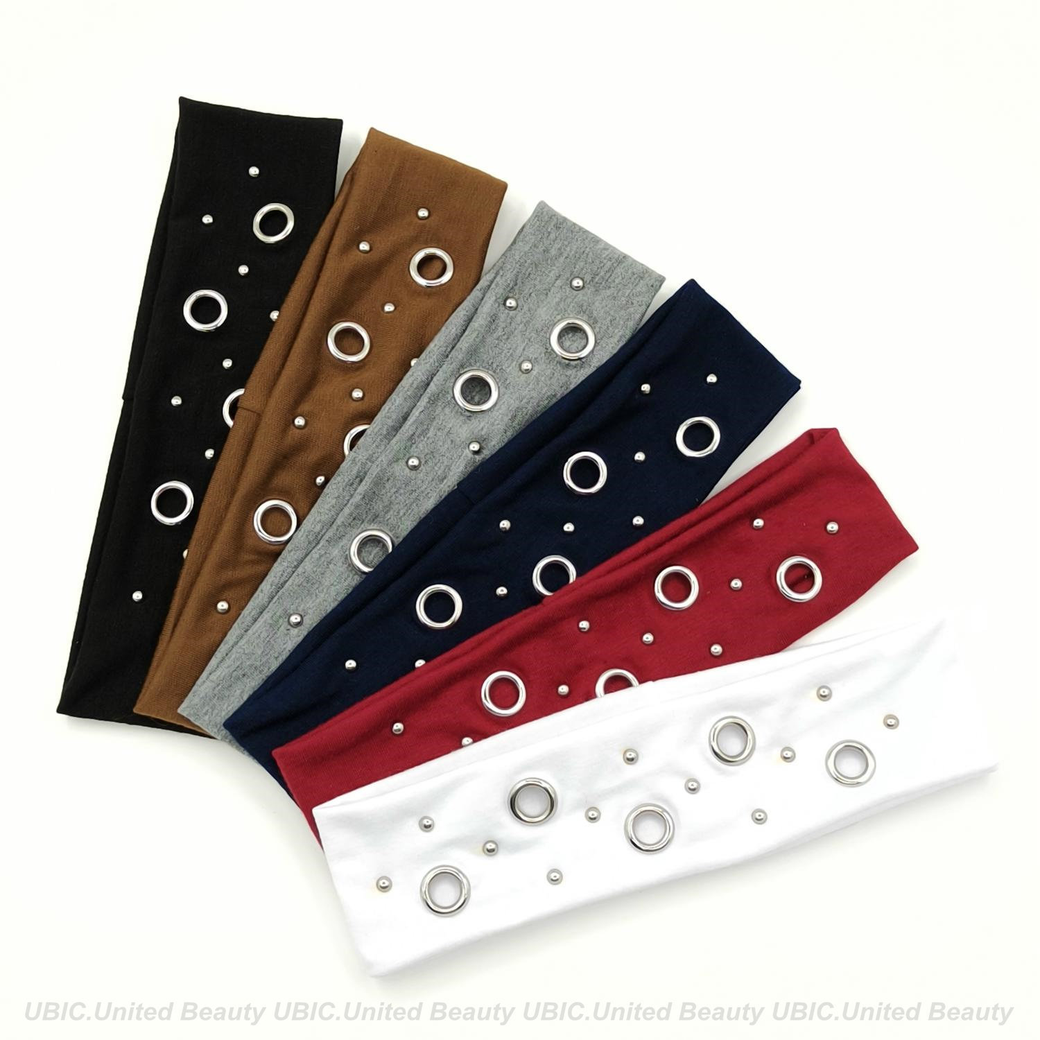 HW250803-44x6cm朋克风5气眼11钉扣头带-IM