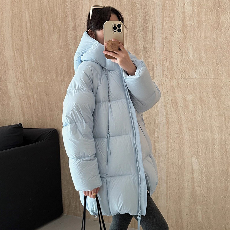 Ultra-Light Puff Jacket with 90% White Duck Down, Hooded Mid-Length down Coat for Women, 2025 Winter New Thickened Puffer Jacket
