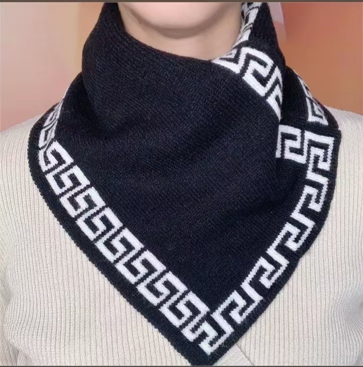秋冬护颈三角围巾套头围脖保暖防风防寒格子千鸟格脖套千鸟格纹|undefined