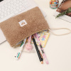 Brand plush capacious pencil case, cute handheld storage bag, cosmetic bag for traveling, with little bears, internet celebrity