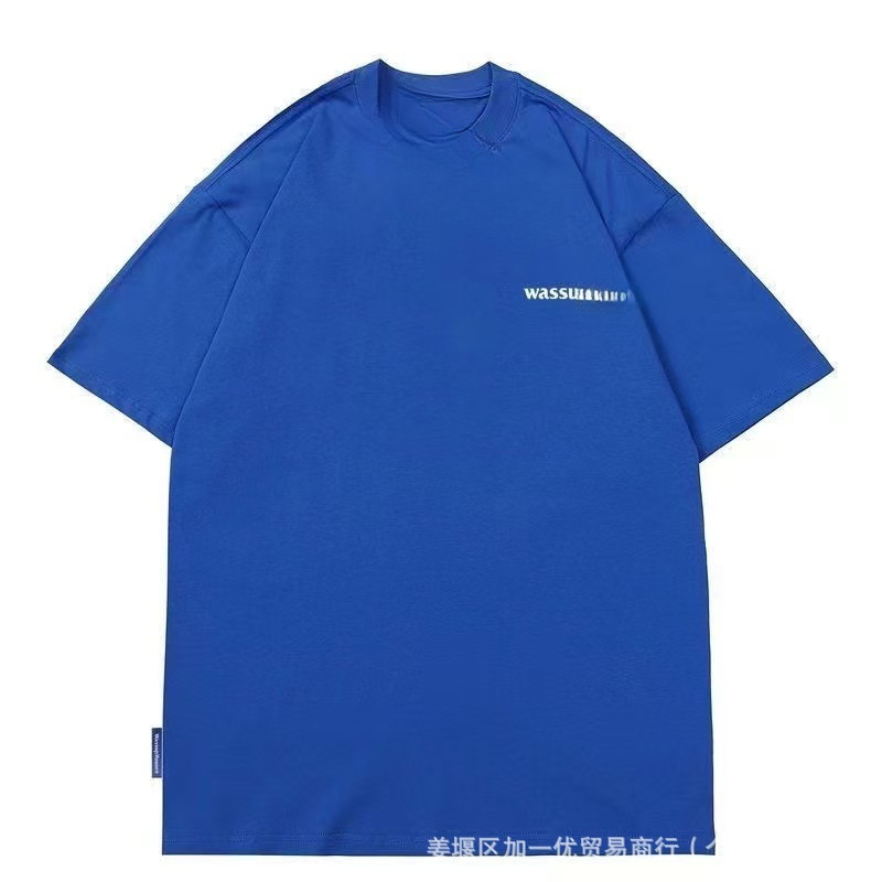 国潮重磅棉基础短袖T恤男夏季新美式简约半袖潮流服装批发|undefined
