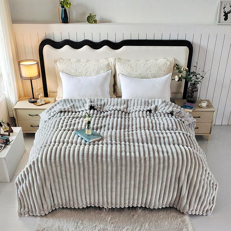 Transfronterizo nuevo Amazon 4 cm de estilo nórdico tira de lana de conejo mantas de peluche aire acondicionado hogar siesta mantas de comercio exterior