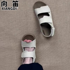 女性用厚底ビルケンシュトックサンダルのシープスキンバージョン、夏用アウターウェア、ベルクロスポーツカジュアルサンダル、女性用ソフトソールビーチシューズ