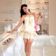 Vietnamese design @ melie * 25 French gentle pure wind beaded shirt neck waist puffy skirt suit