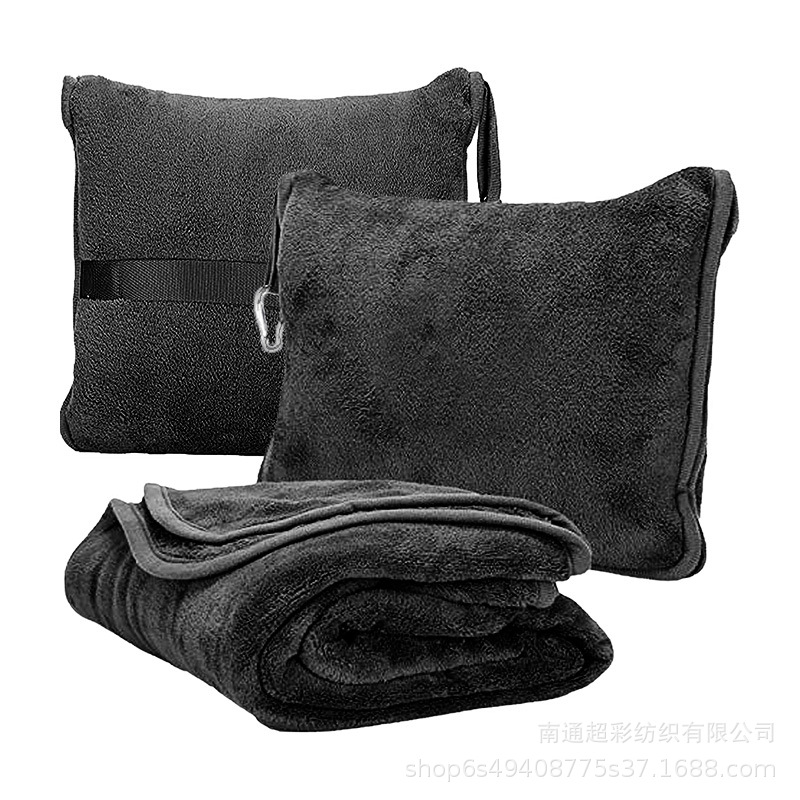 Portable Travel Blanket Customized Logo Warm Outdoor Flannel Blanket Stowable Airplane Blanket Foldableing Pillow Blanket
