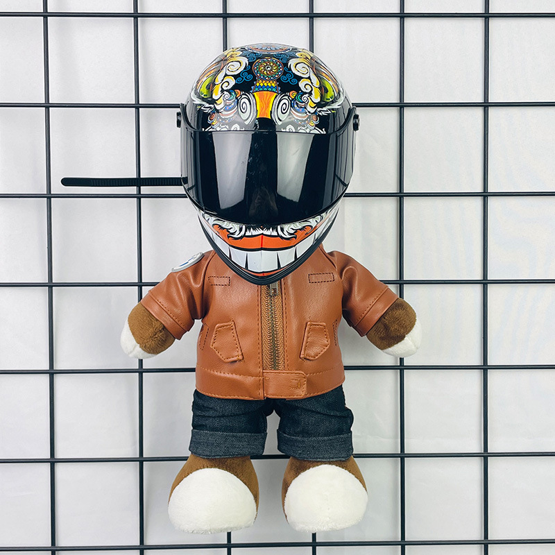 Coche eléctrico colgante oso muñeca casco cuero juguete coche tronco montar decoración 4S reparación tienda locomotora muñeca