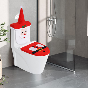 Cross-border Hot Sale Christmas Santa Toilet Set Two-piece Toilet Set for Restroom Decoration Santa Toilet Set