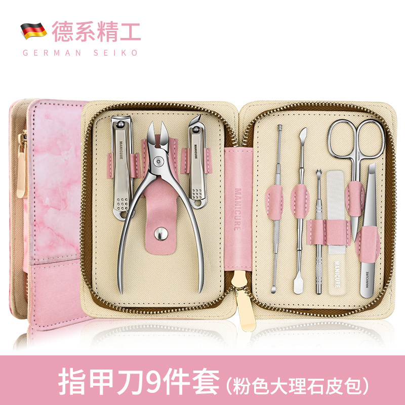 Set de 2 piezas Zipper portátil 1 herramienta de manicura regalo Set de cortador de uñas de acero inoxidable Kit de pinzas de uñas domésticas