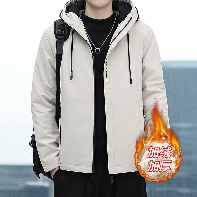 Осенние и зимние новые плюшевые толстые повседневные куртки мужская мода с корейскими модными топами с капюшоном пальто мужской