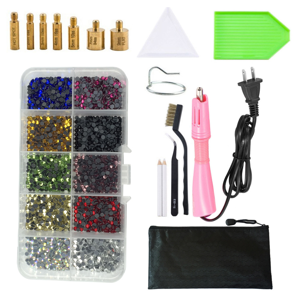 Máquina de perforación en caliente traje DMC fondo plano accesorios de herramientas de perforación en caliente pinzas Punto de ropa pluma de perforación bolsa de almacenamiento transfronterizo Amazon